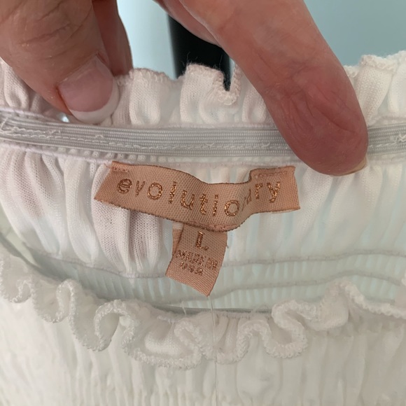 Evolutionary NWT Smocked Bodice Clip Dot Dress size L - Picture 3 of 8